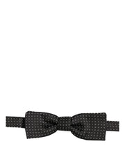 Dolce & Gabbana Black White Polka Dot Adjustable Neck Papillon Bow Tie