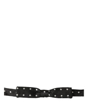 Dolce & Gabbana Black White Polka Dot Adjustable Neck Papillon Bow Tie