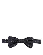 Dolce & Gabbana Dark Blue White Polka Dot Adjustable Neck Papillon Bow Tie
