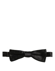 Dolce & Gabbana Men Black Floral Silk Adjustable Neck Papillon Bow Tie