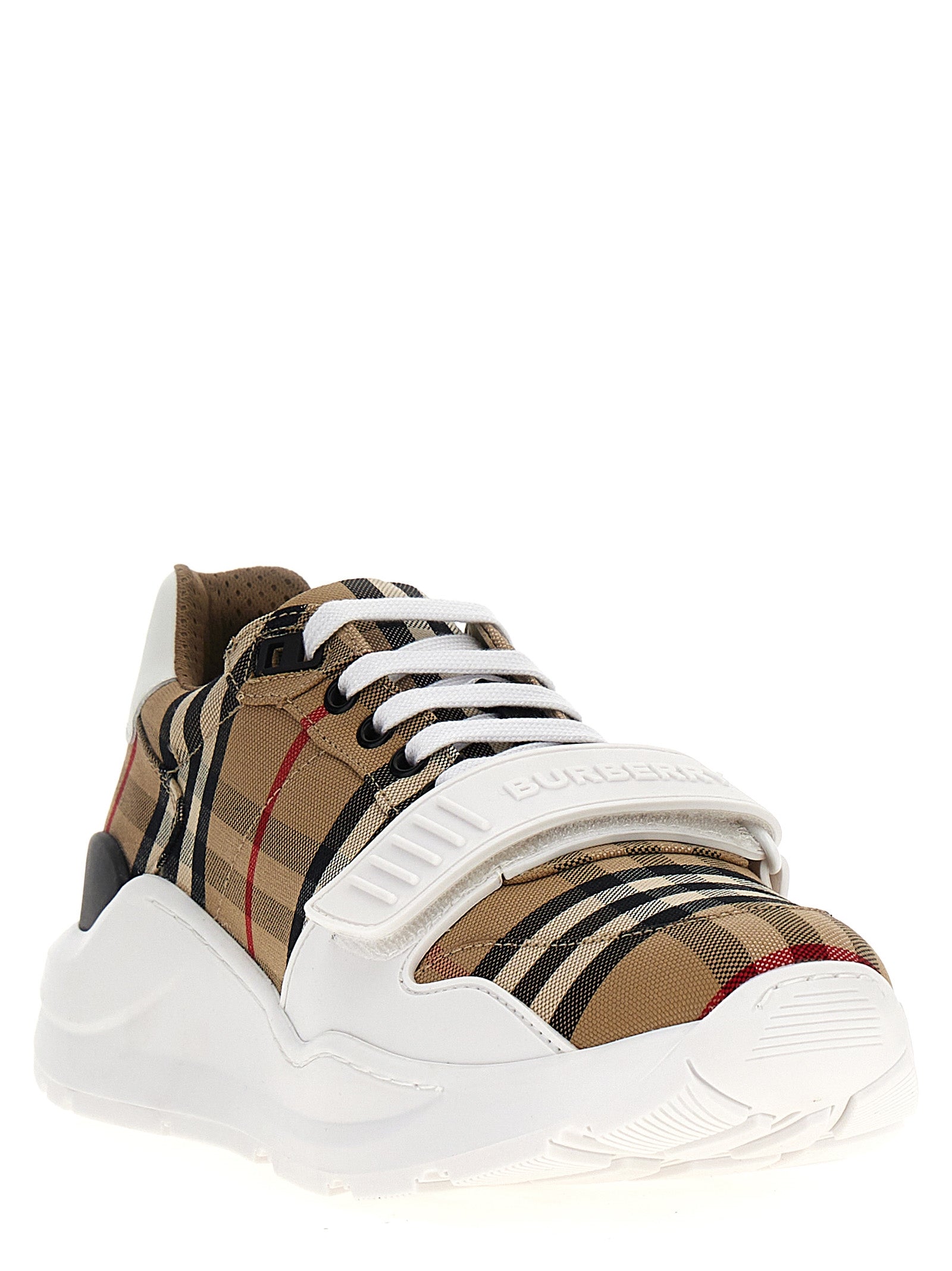 Burberry Beige Cotton Athletic Sneakers for Men