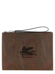 Etro Brown Cotton Clutch Bag