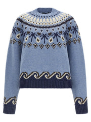Alanui Blue Virgin Wool Cardigan