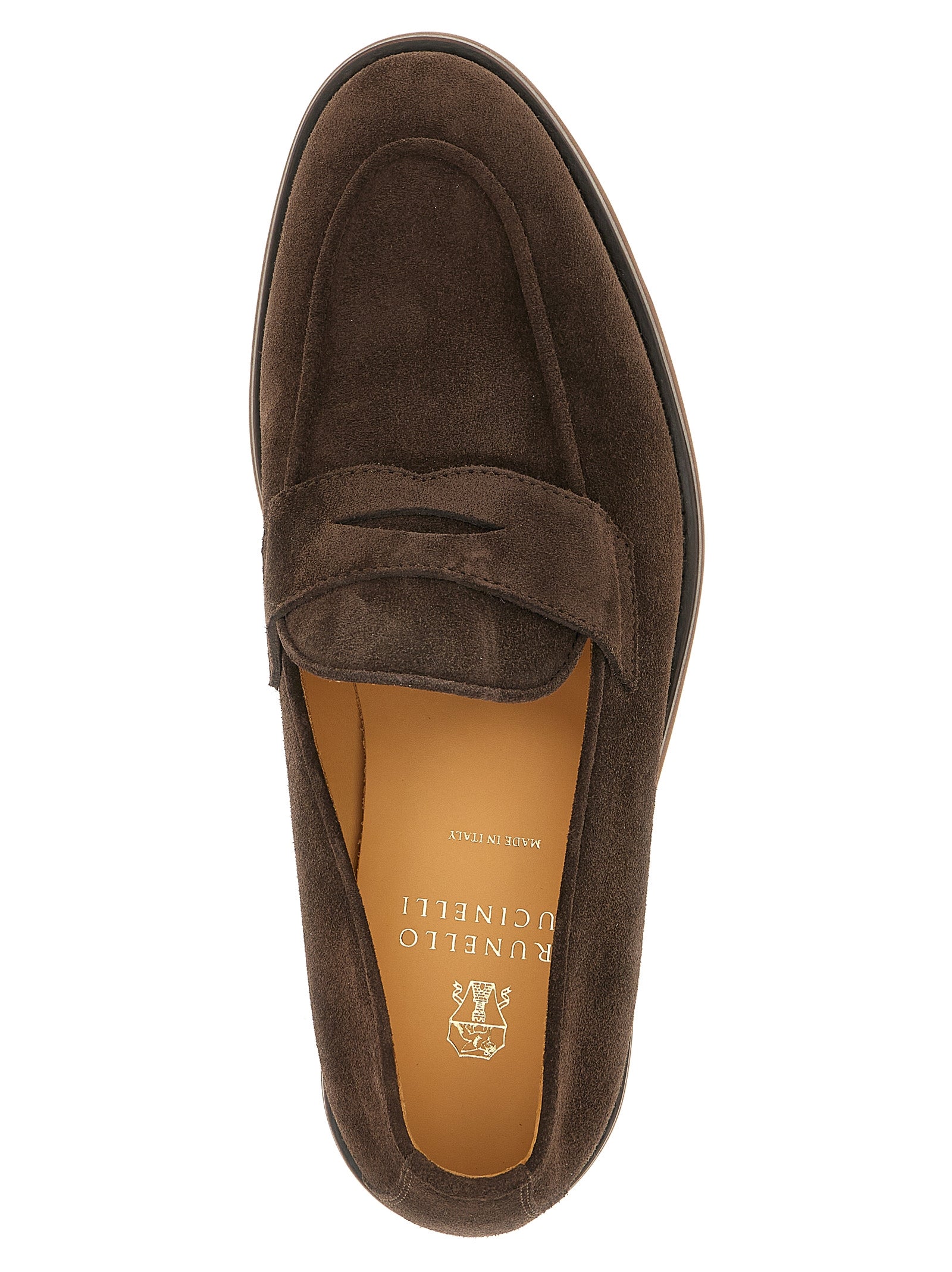 Brunello Cucinelli Brown Calfskin Slip-On Loafers for Men