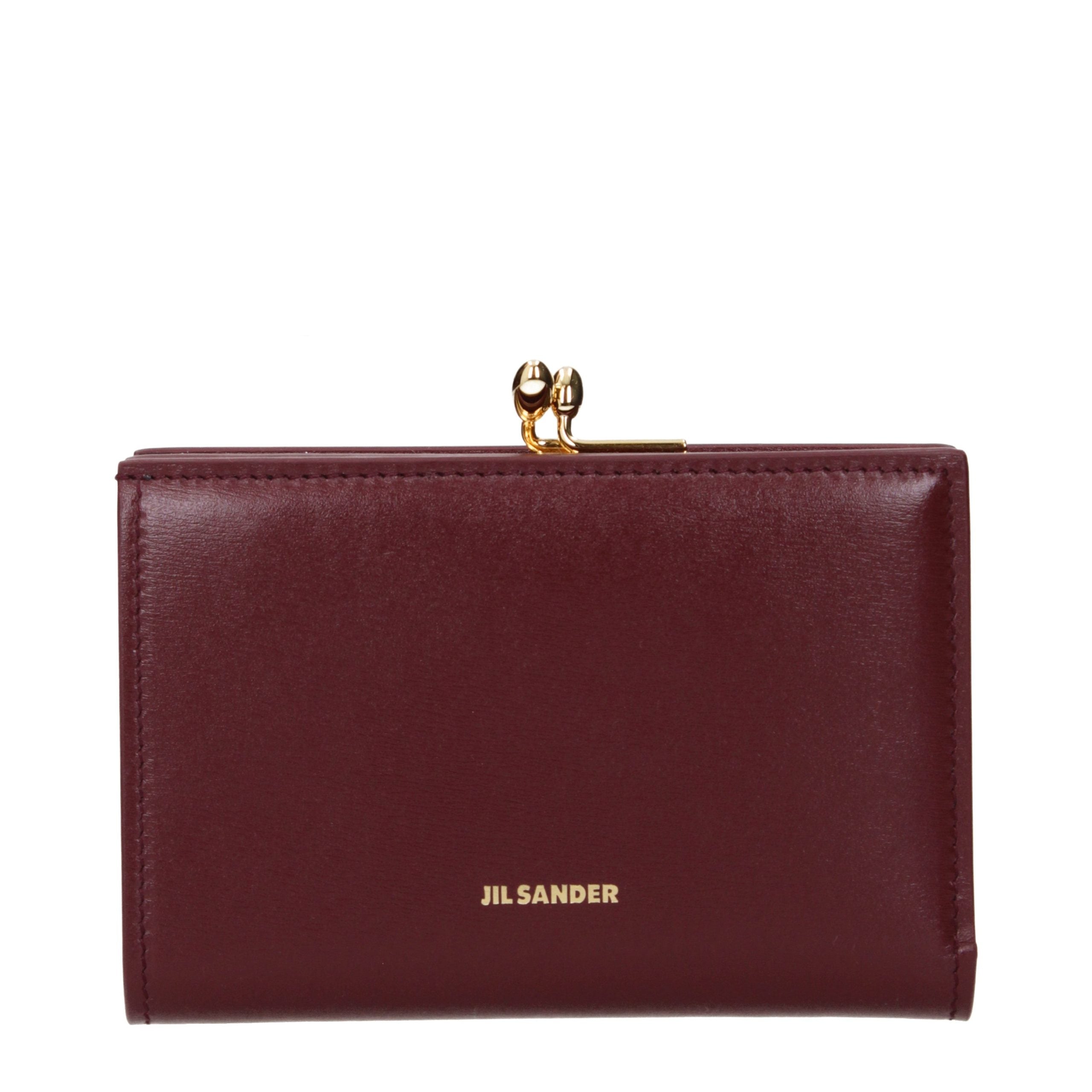JIL SANDER Red Leather Wallet for Women