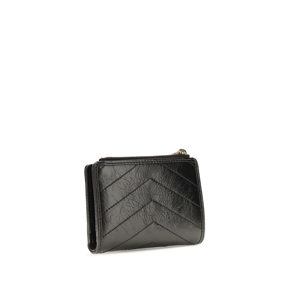 Saint Laurent Black Calf Leather Bos Taurus Wallet for Women