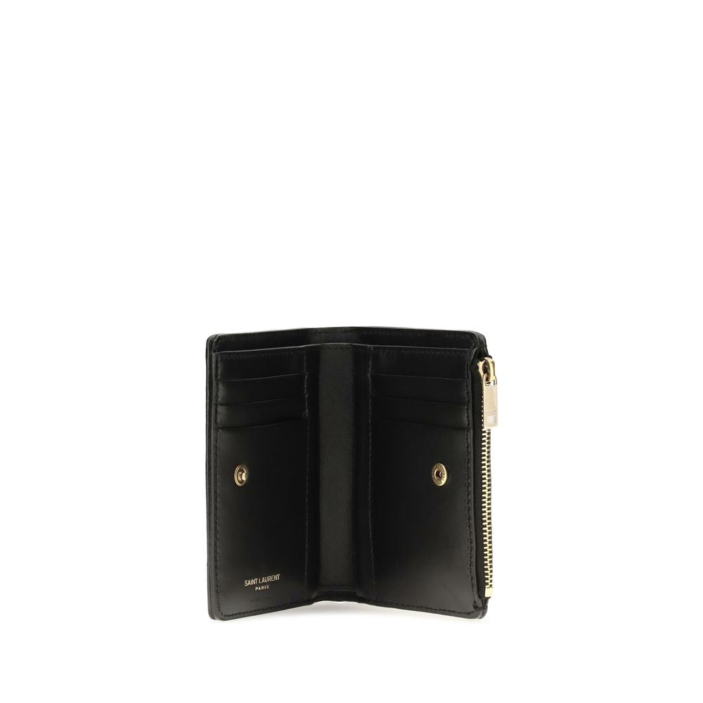 Saint Laurent Black Calf Leather Bos Taurus Wallet for Women