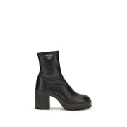 Prada Black Calf Leather Bos Taurus Ankle Boots