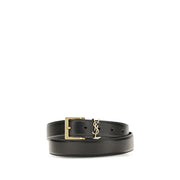 Saint Laurent Black Calf Leather Bos Taurus Regular Belt for Men