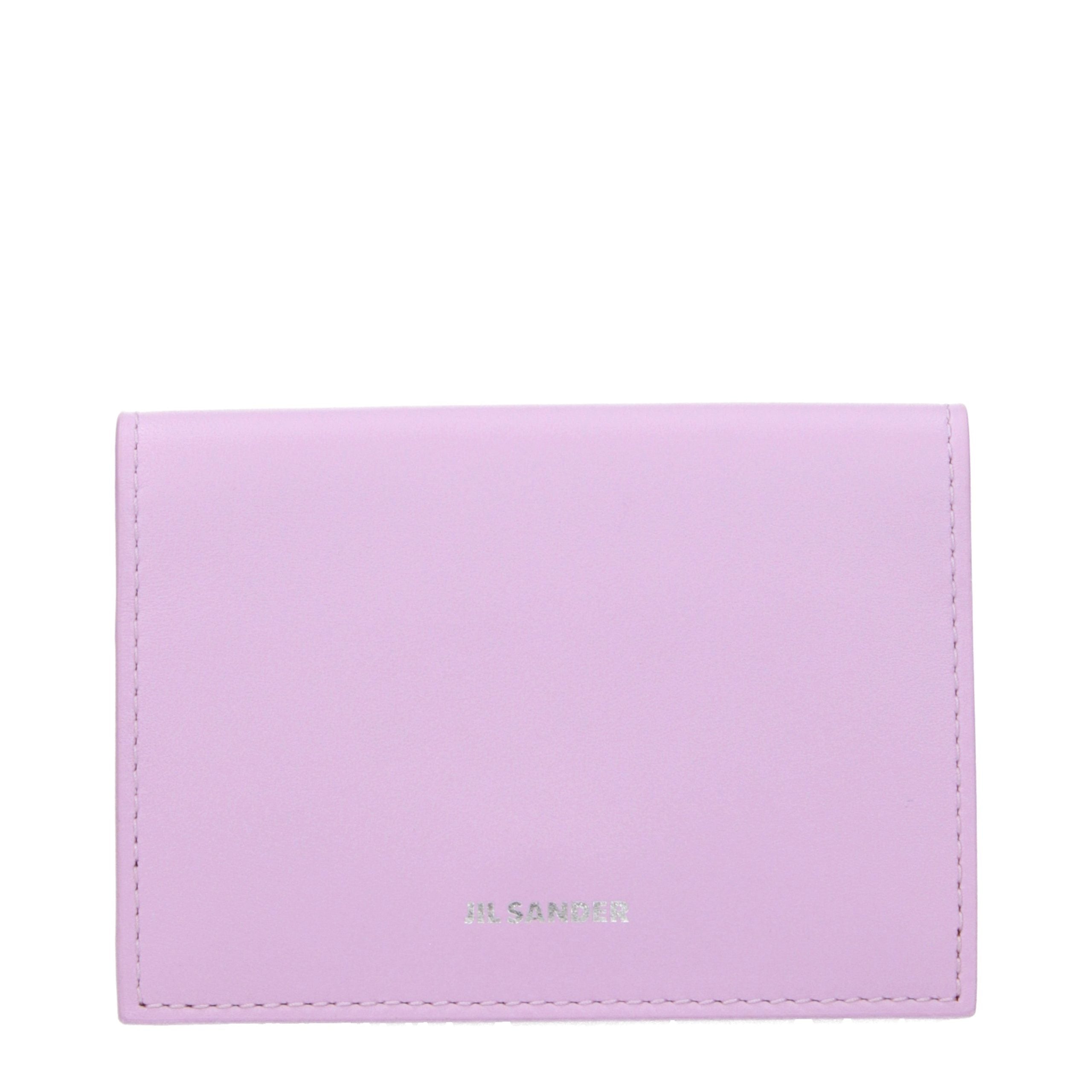 JIL SANDER Pink Leather Cardholder for Women