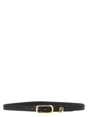 Fendi Black Calfskin Thin Belt for Women