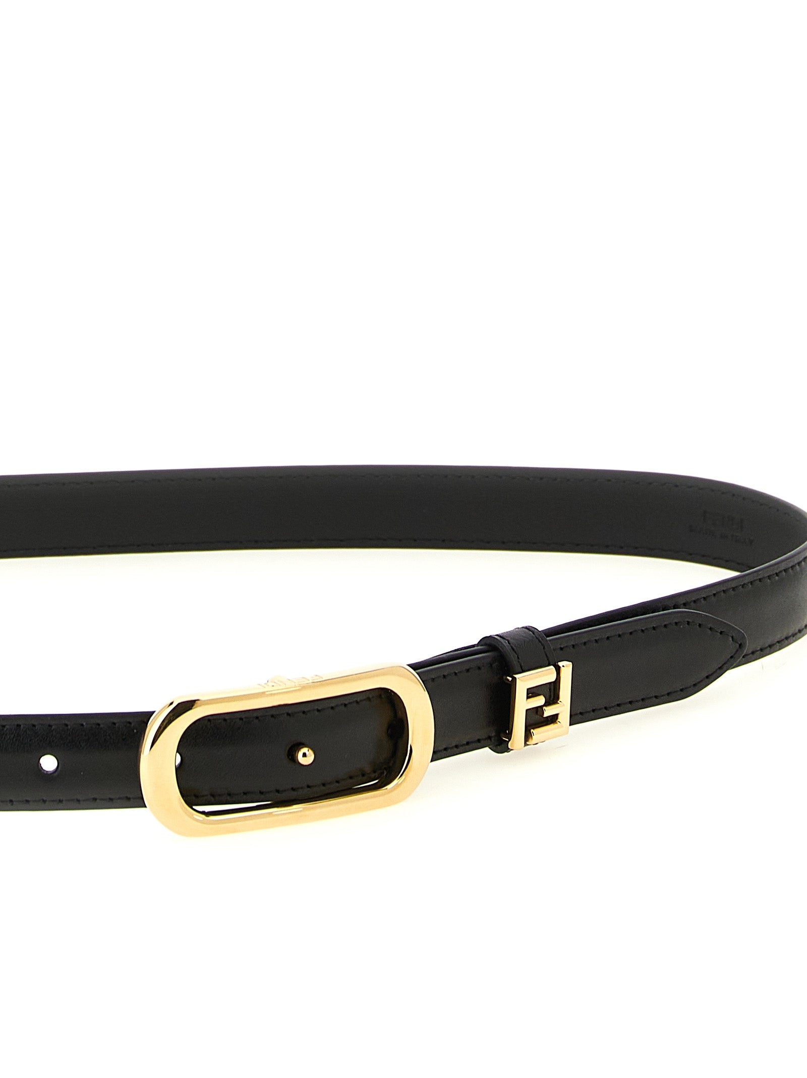 Fendi Black Calfskin Thin Belt for Women
