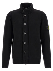Stone Island Black Virgin Wool Cardigan for Men