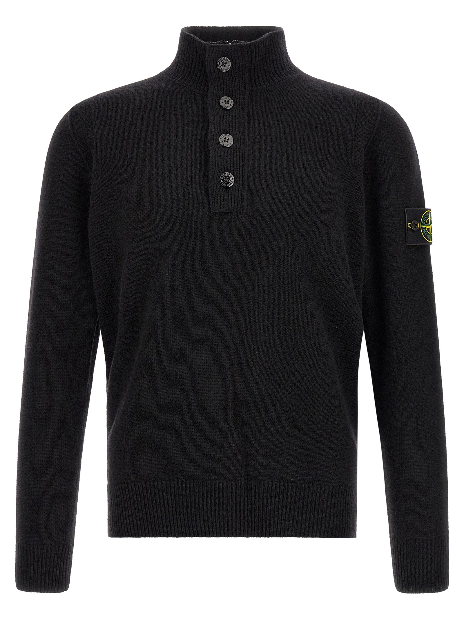 Stone Island Black Virgin Wool Cardigan for Men