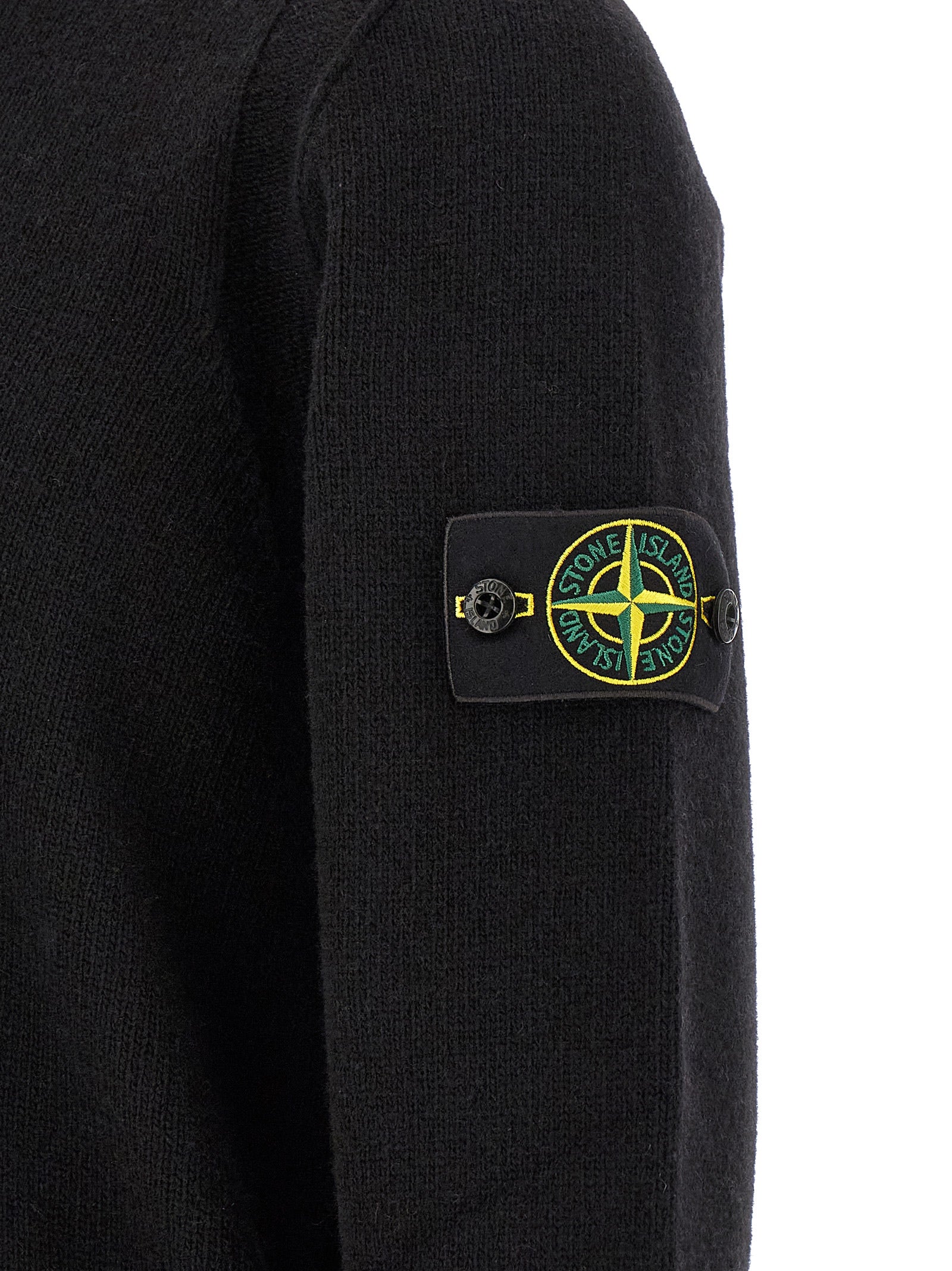 Stone Island Black Virgin Wool Cardigan for Men