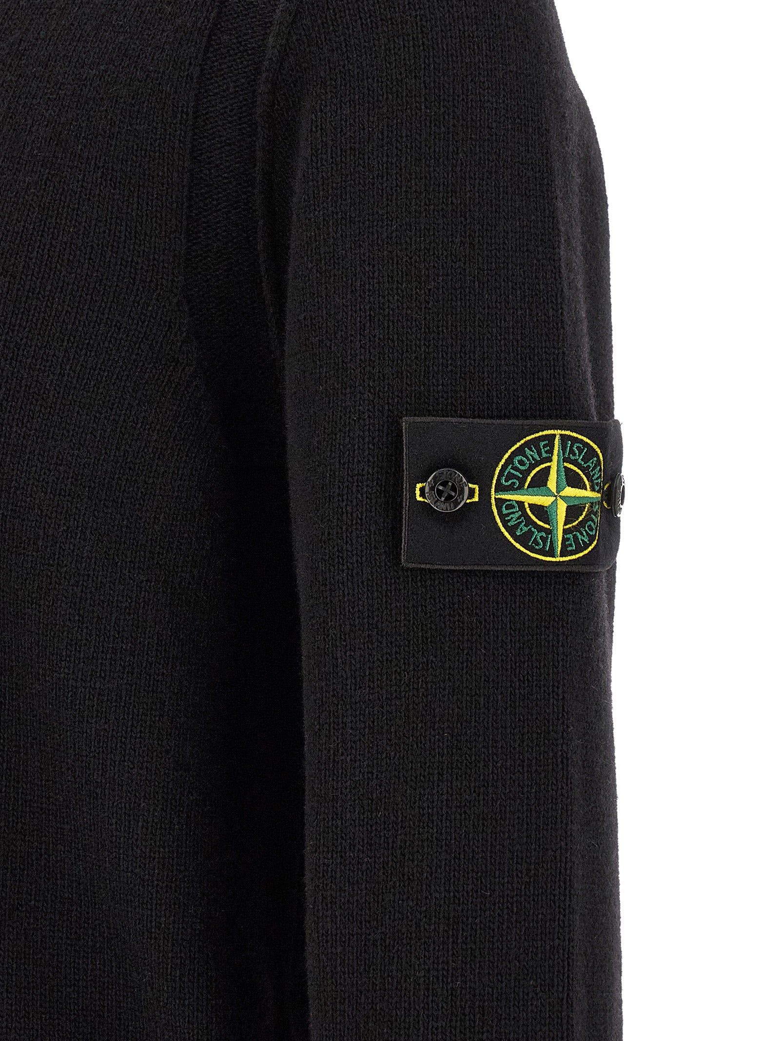 Stone Island Black Virgin Wool Cardigan for Men