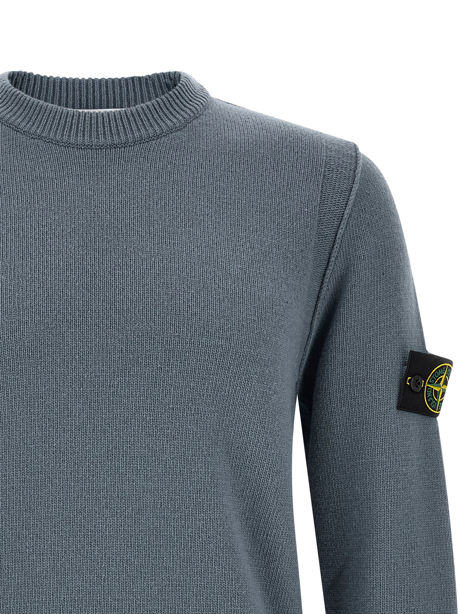 Stone Island Blue Virgin Wool Cardigan for Men