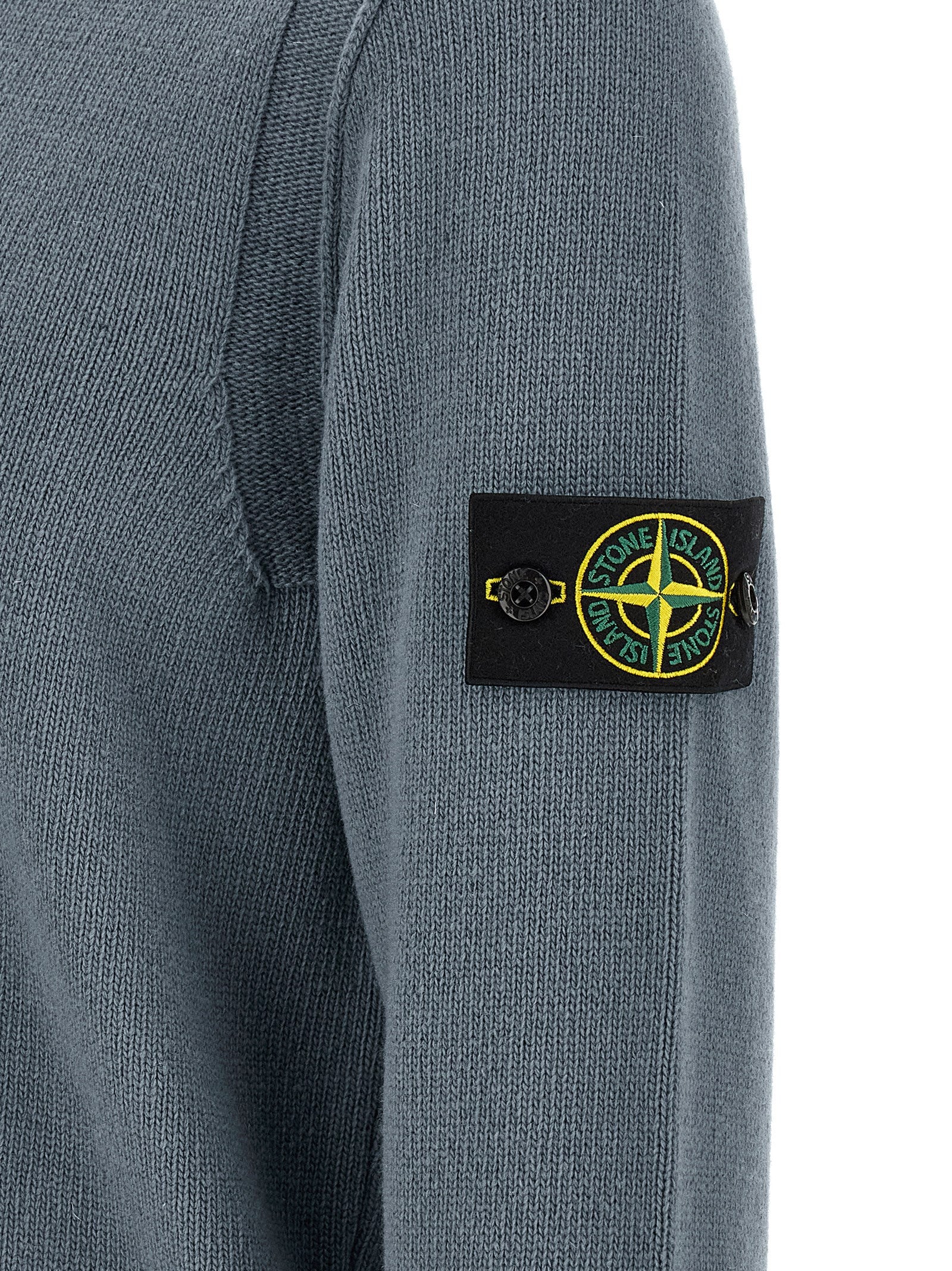 Stone Island Blue Virgin Wool Cardigan for Men