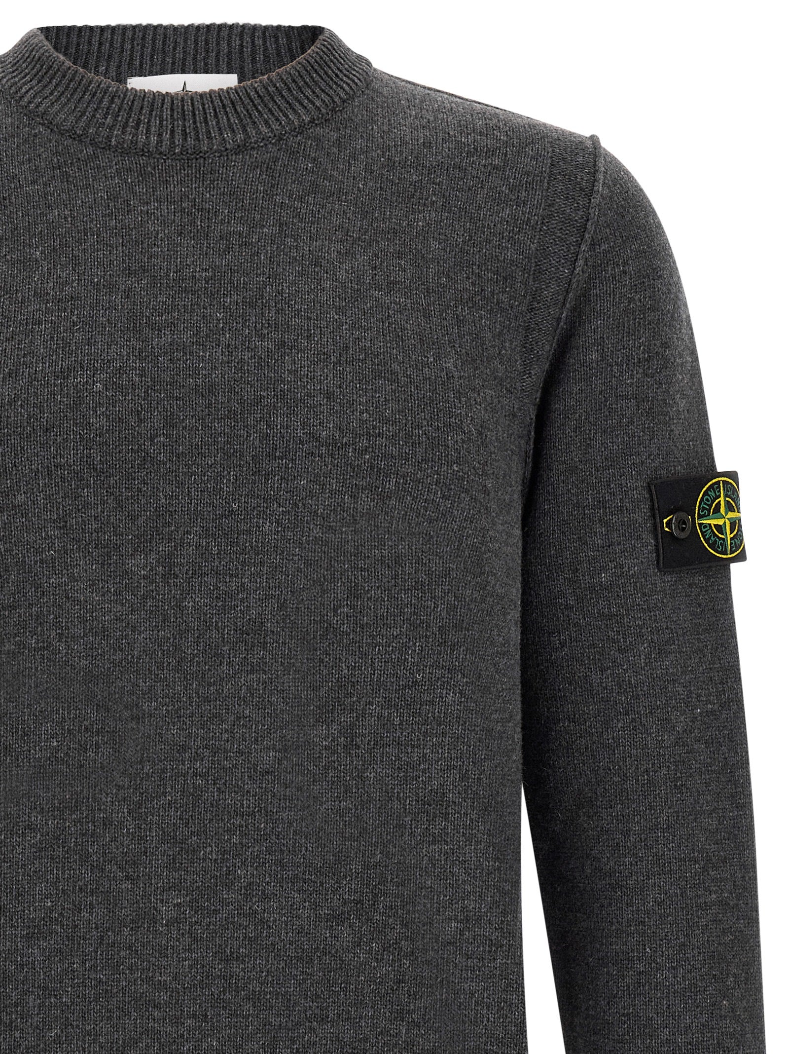Stone Island Gray Virgin Wool Cardigan for Men
