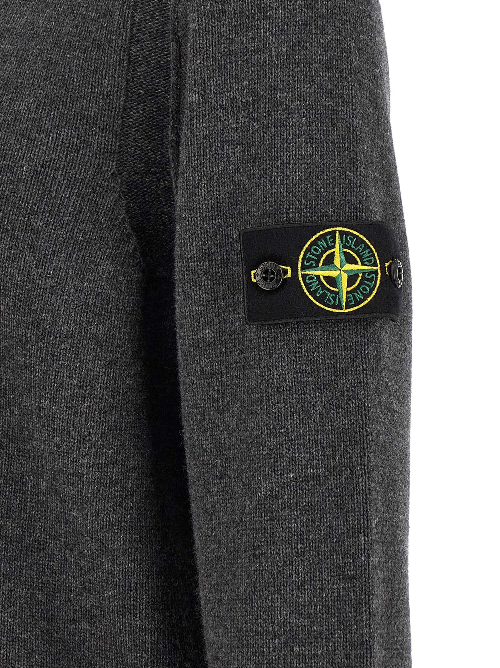 Stone Island Gray Virgin Wool Cardigan for Men