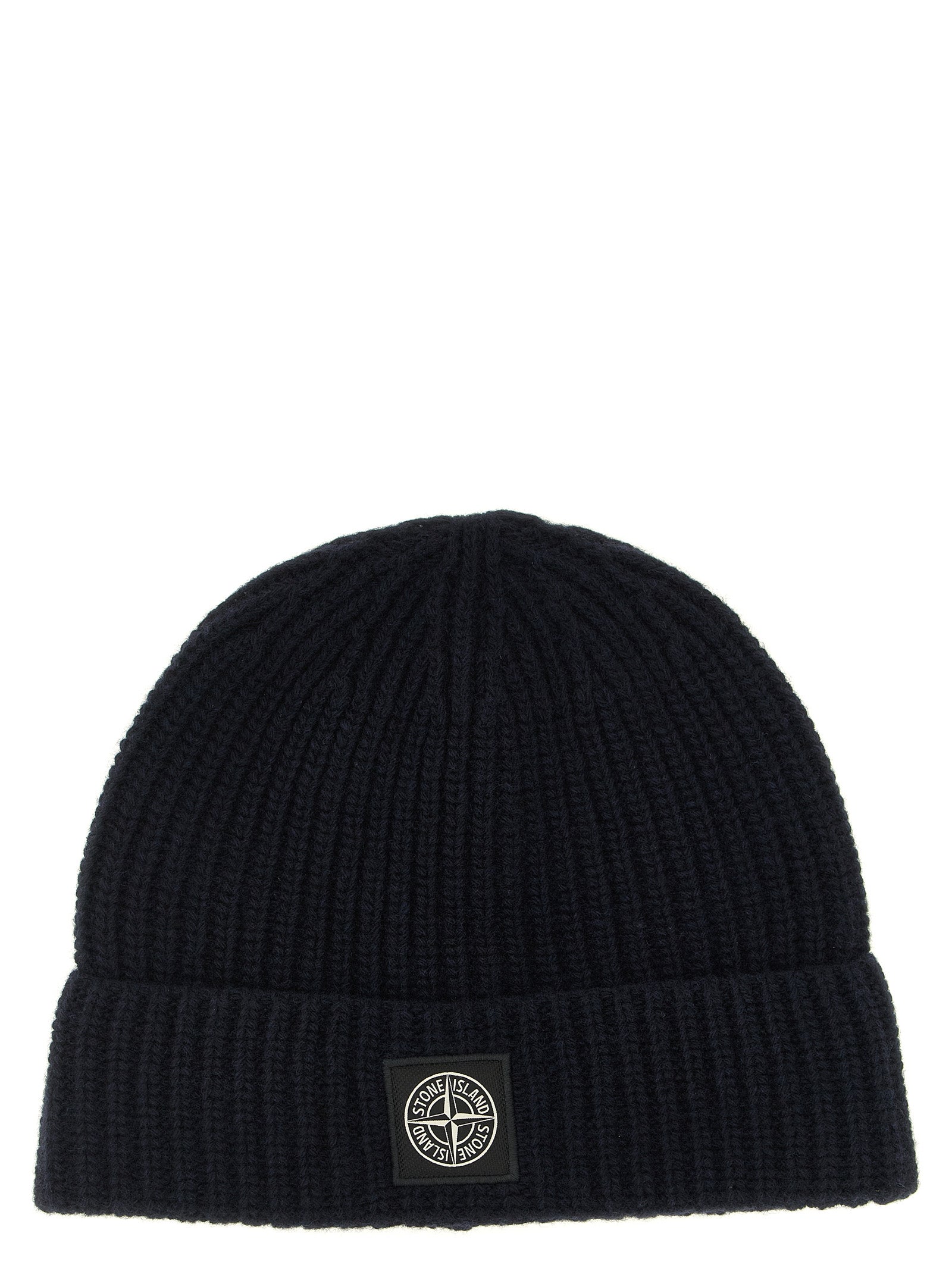 Stone Island Blue Virgin Wool Beanie for Men