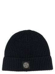 Stone Island Blue Virgin Wool Beanie for Men
