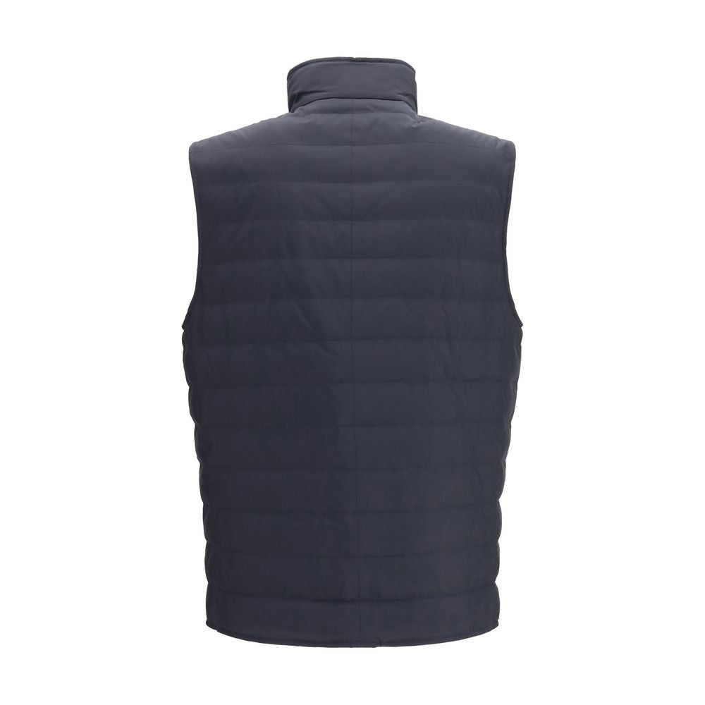 Brunello Cucinelli Blue Polyester Sleeveless Jacket for Men