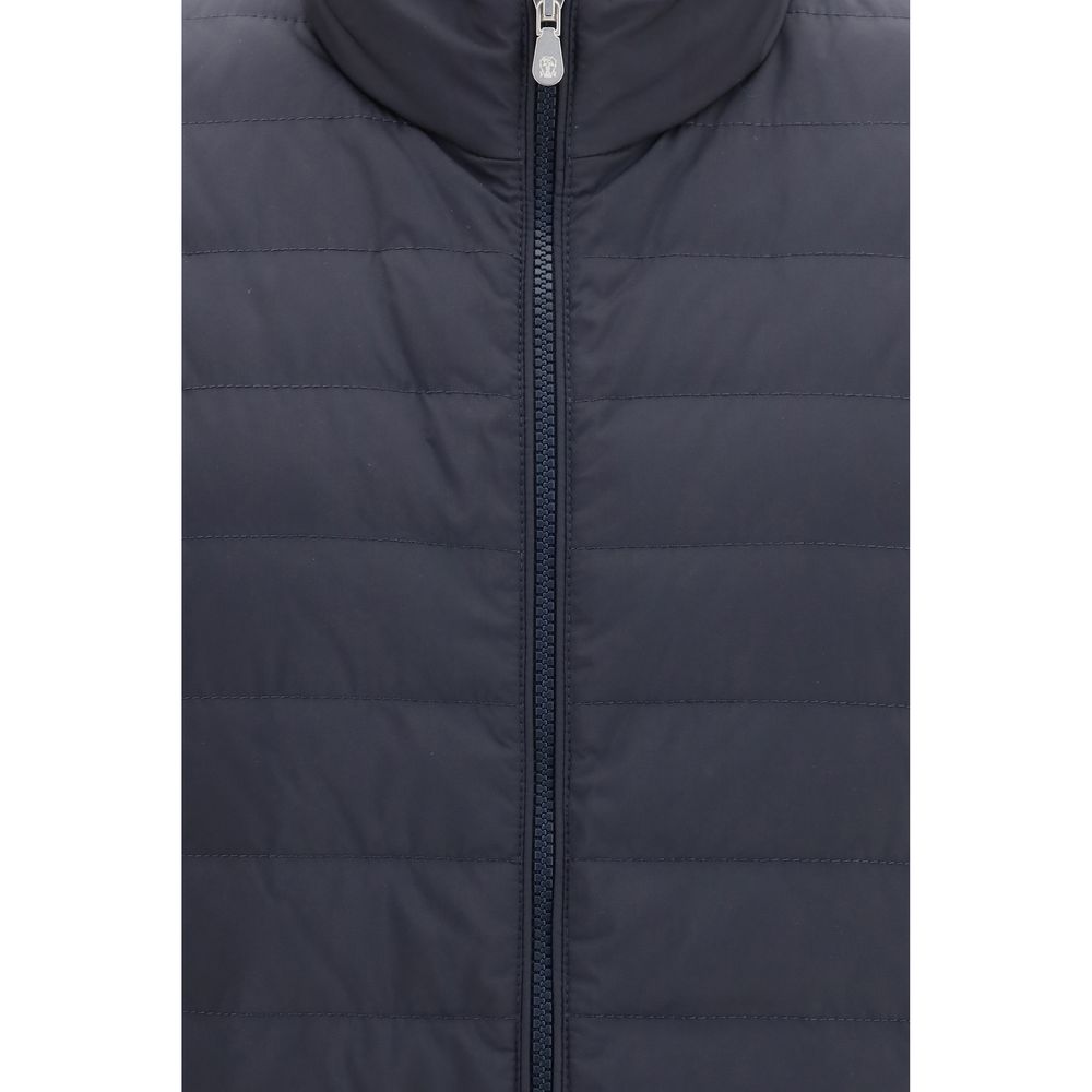 Brunello Cucinelli Blue Polyester Sleeveless Jacket for Men