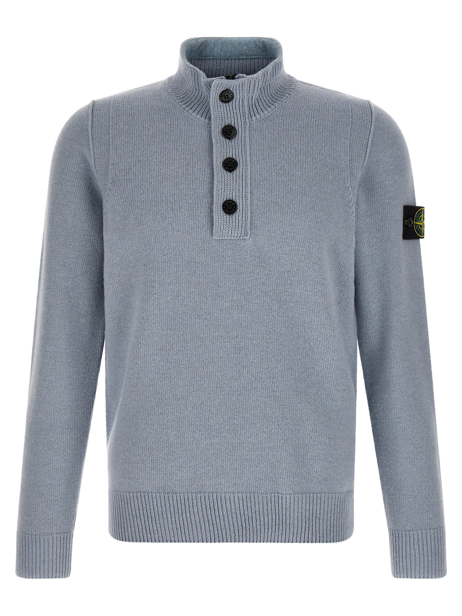 Stone Island Blue Virgin Wool Cardigan for Men