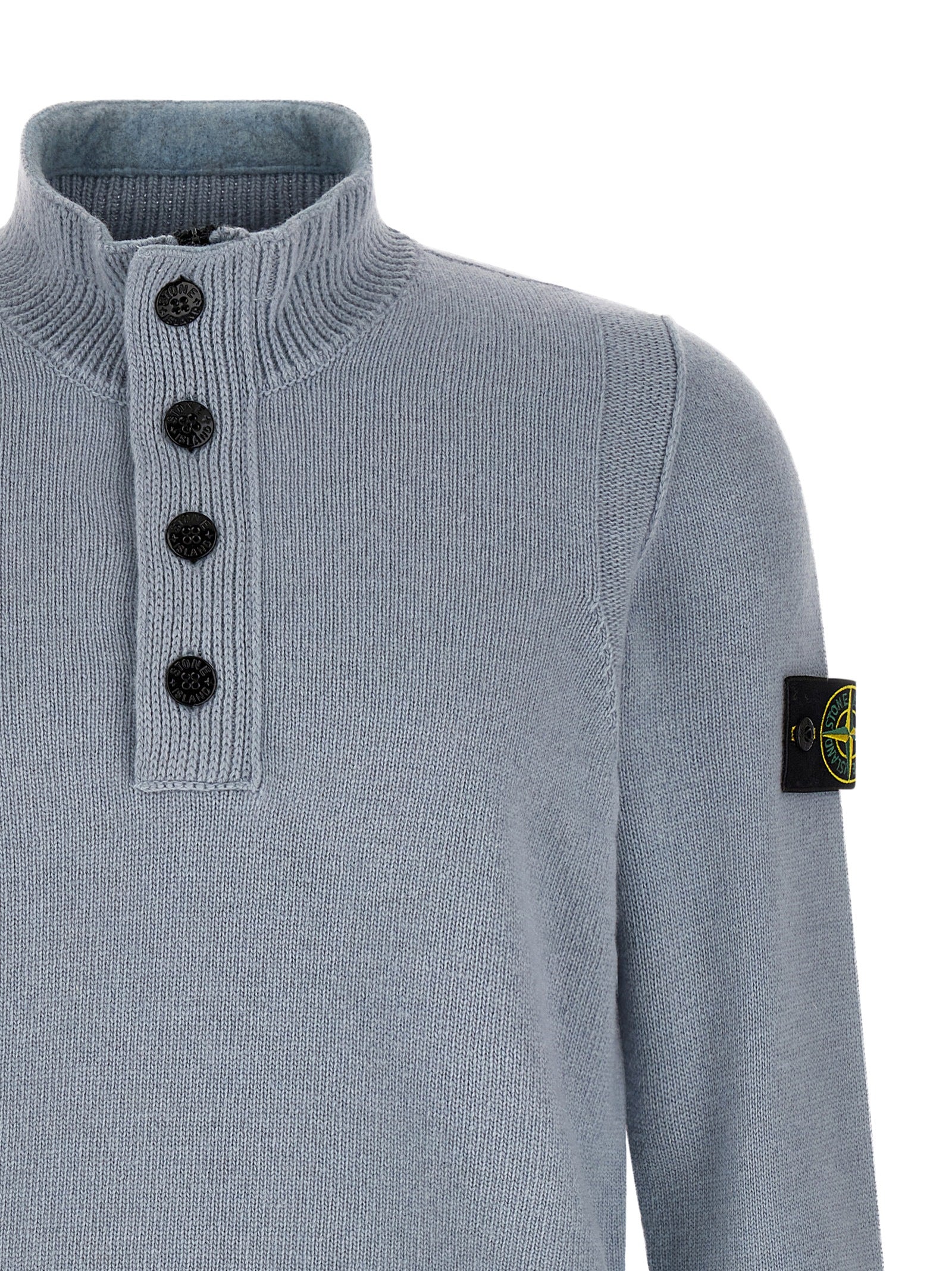 Stone Island Blue Virgin Wool Cardigan for Men