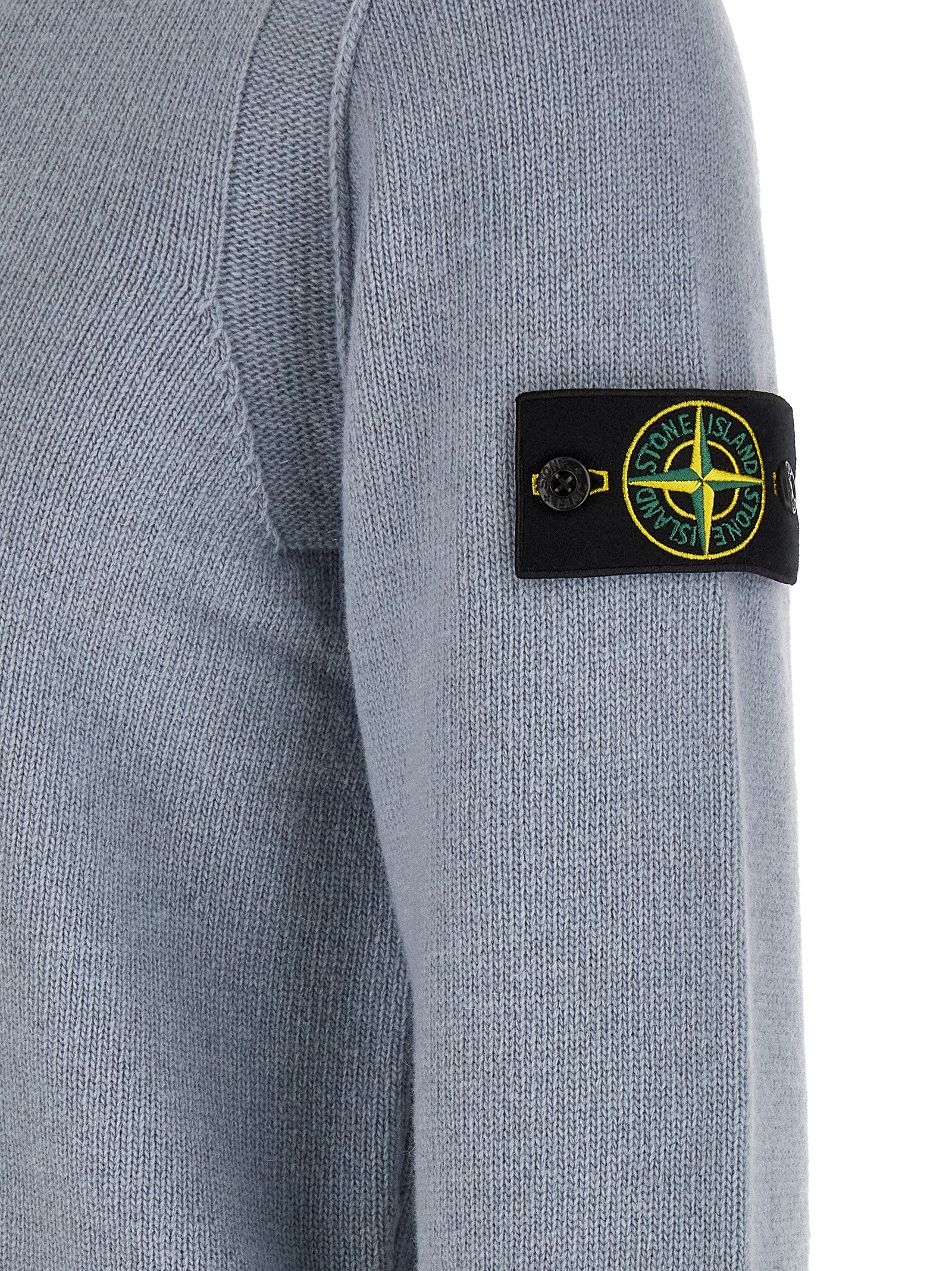 Stone Island Blue Virgin Wool Cardigan for Men