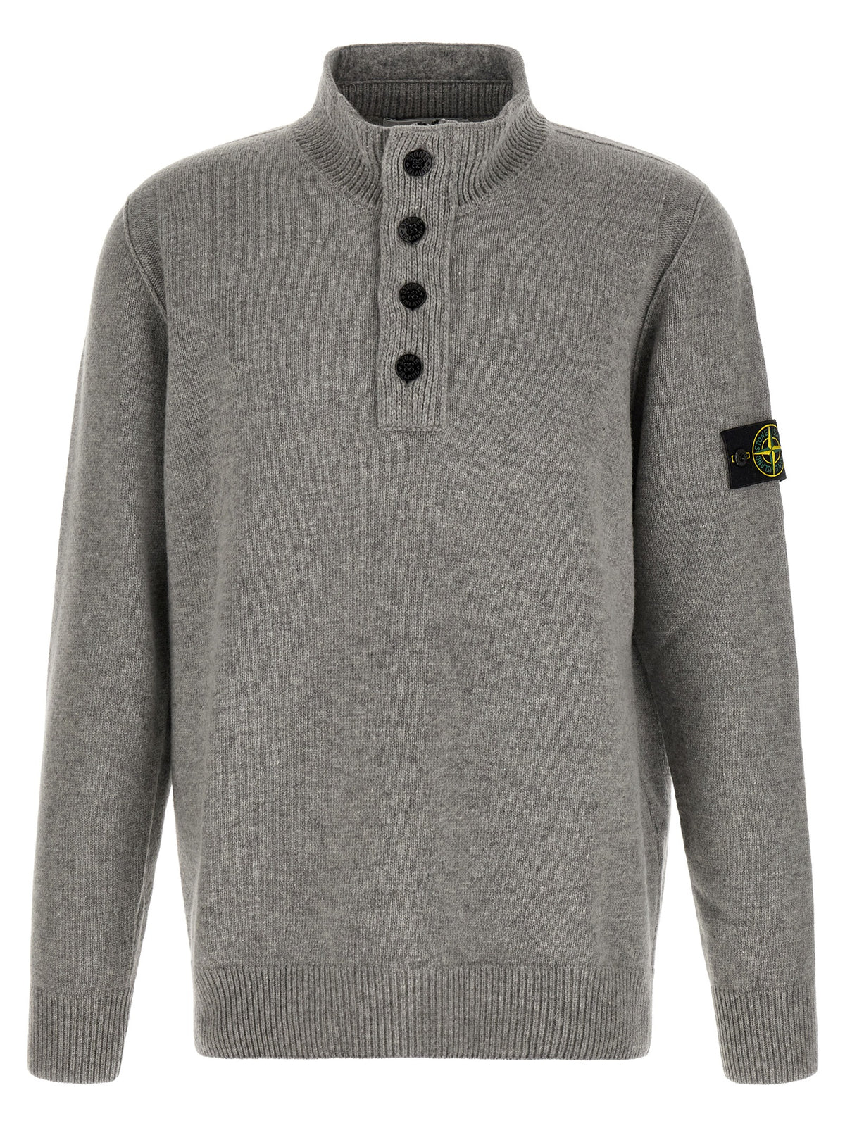Stone Island Gray Virgin Wool Cardigan for Men