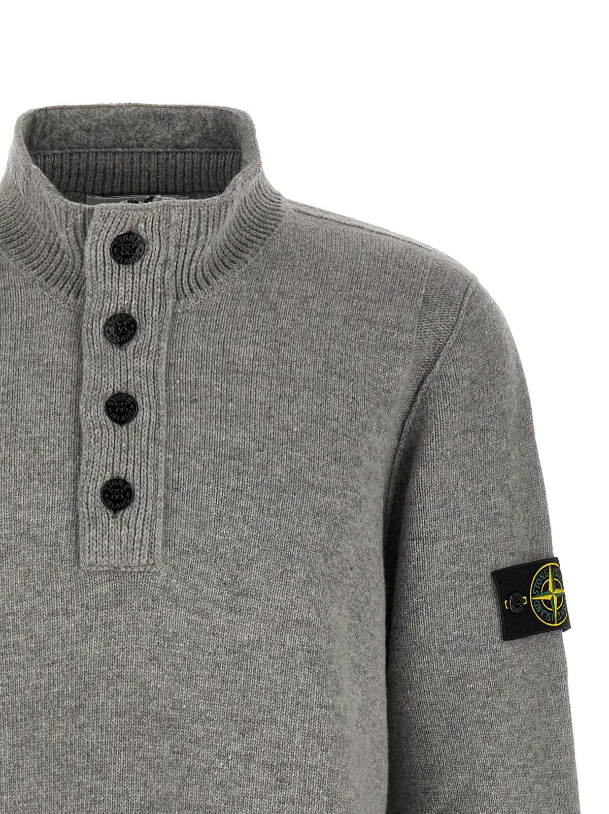 Stone Island Gray Virgin Wool Cardigan for Men
