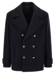 Balmain Blue Virgin Wool Coat