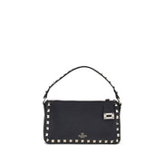 Valentino Garavani Black Calf Leather Bos Taurus Shoulder Bag for Women