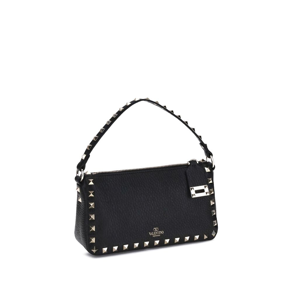 Valentino Garavani Black Calf Leather Bos Taurus Shoulder Bag for Women
