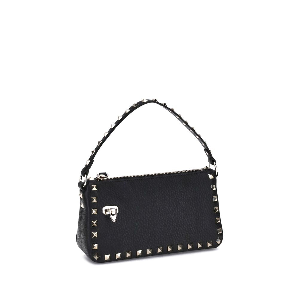 Valentino Garavani Black Calf Leather Bos Taurus Shoulder Bag for Women