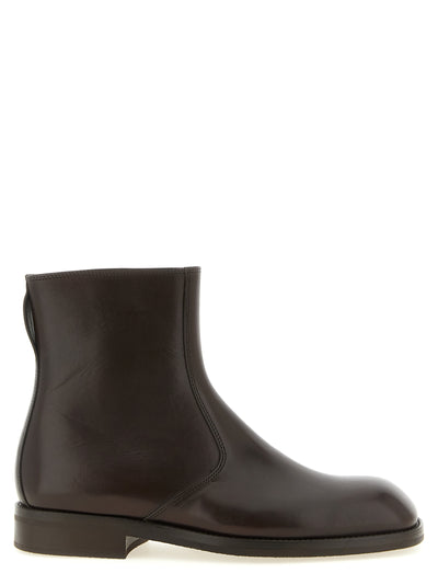 Lemaire Brown Lamb Leather Ankle Boots for Men