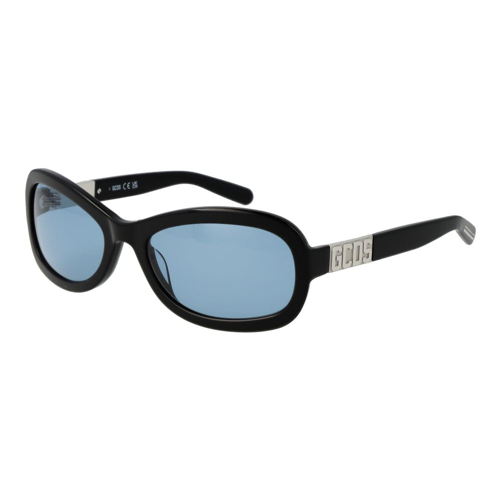 GCDS Unisex Oval Sunglasses – Black Acetate