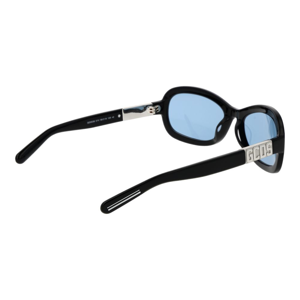 GCDS Unisex Oval Sunglasses – Black Acetate