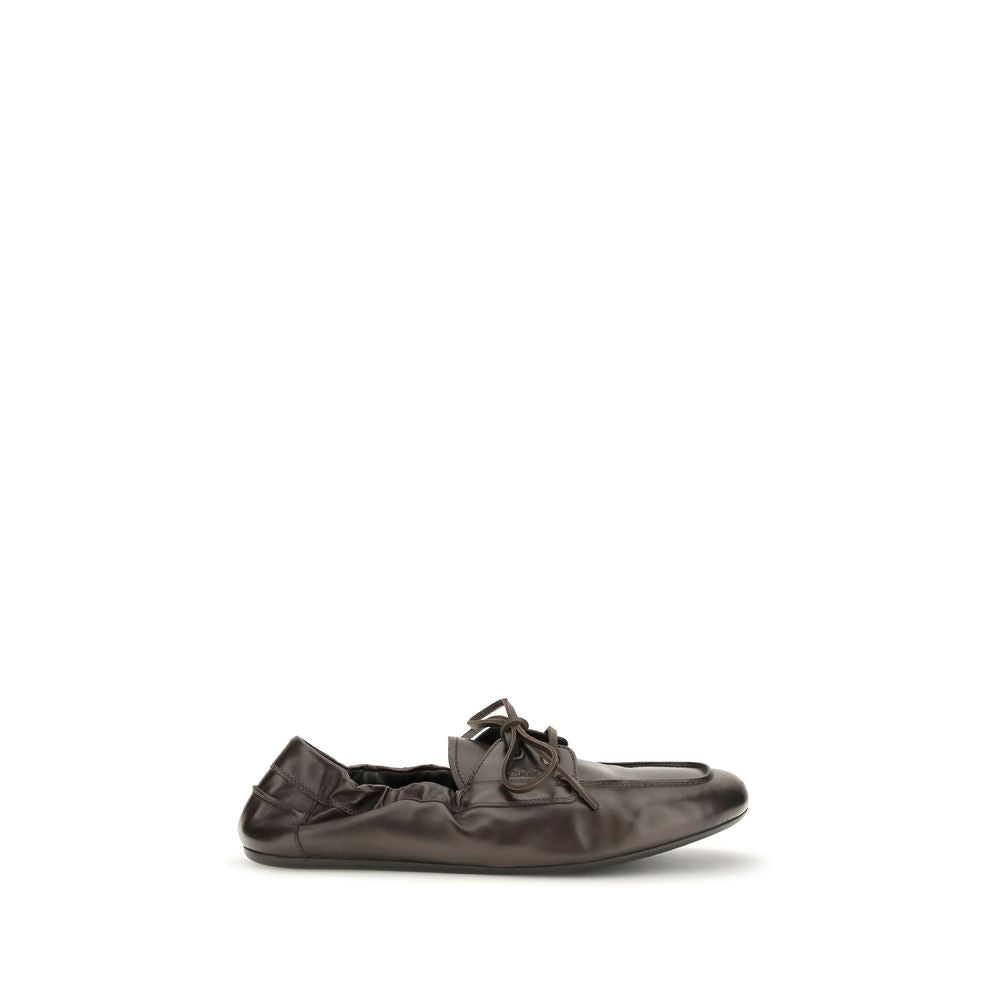 Prada Brown Calf Leather Bos Taurus Slip-On Loafers for Men