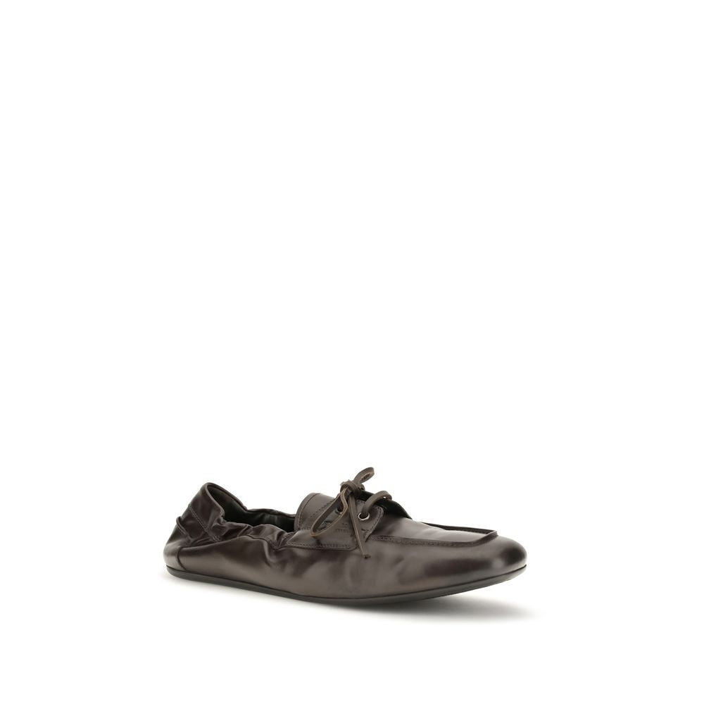Prada Brown Calf Leather Bos Taurus Slip-On Loafers for Men