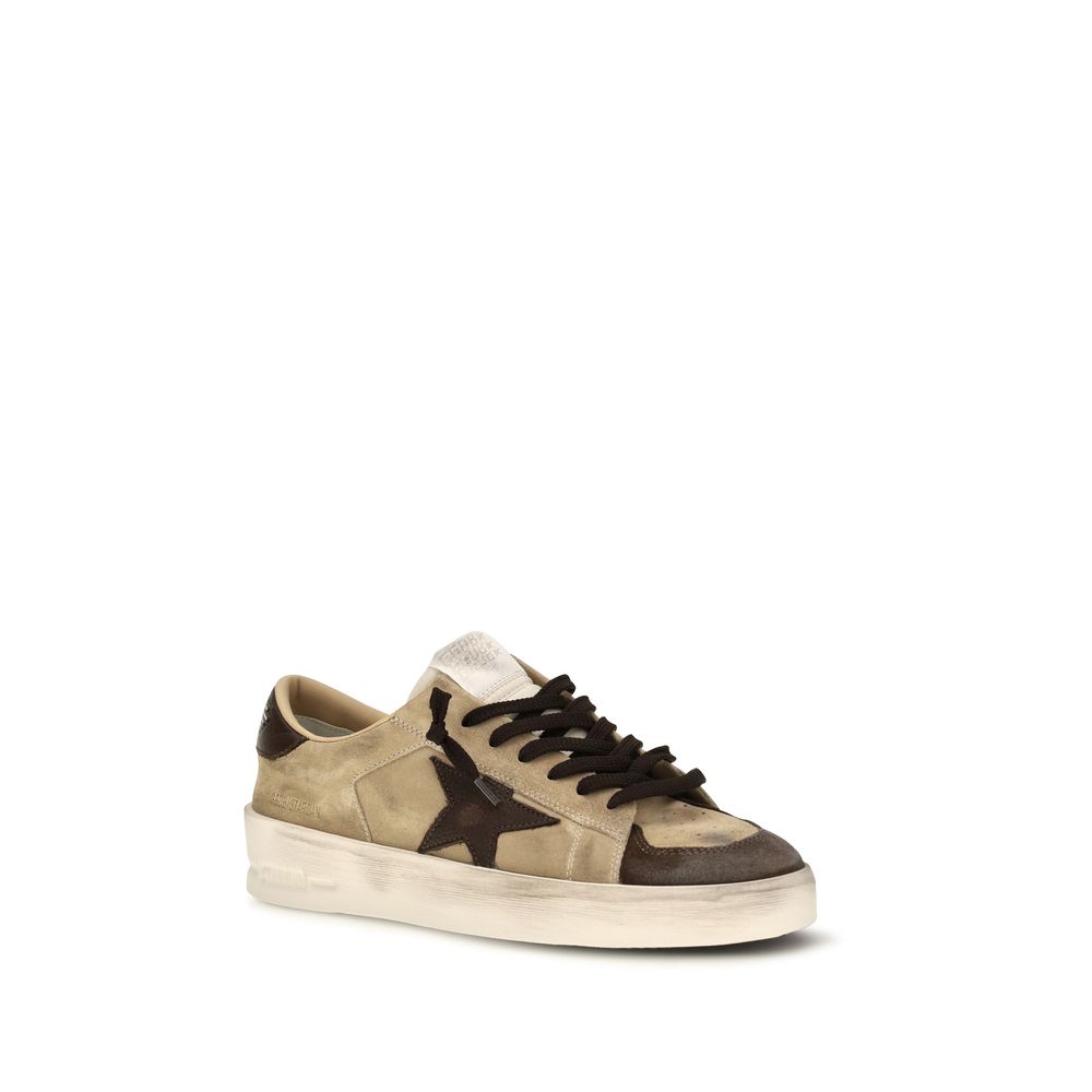 Golden Goose Beige Calf Leather Bos Taurus Sneakers for Men