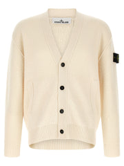 Stone Island White Virgin Wool Cardigan