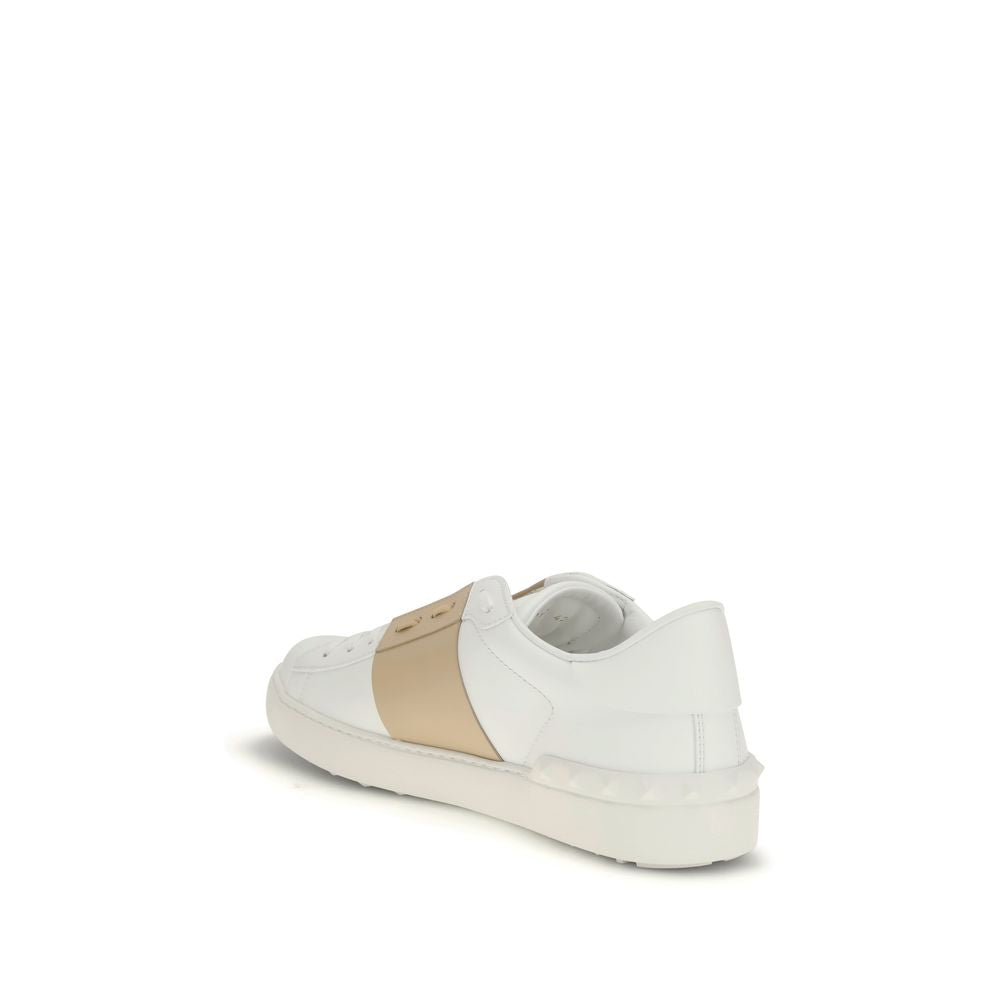 Valentino Garavani White Calf Leather Bos Taurus Low Top Sneakers for Men