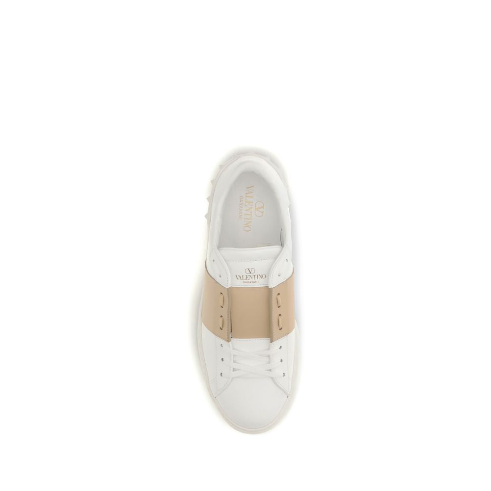Valentino Garavani White Calf Leather Bos Taurus Low Top Sneakers for Men
