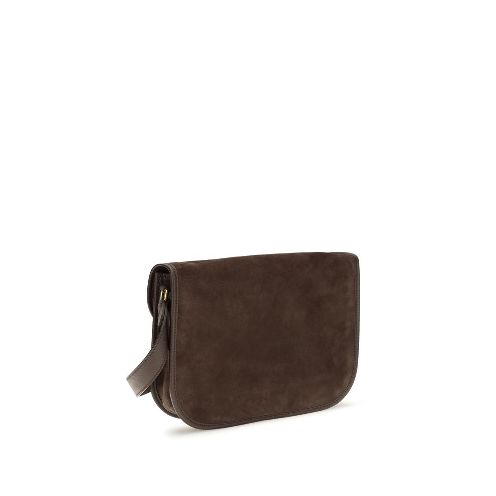Valentino Garavani Brown Calf Leather Bos Taurus Shoulder Bag for Men