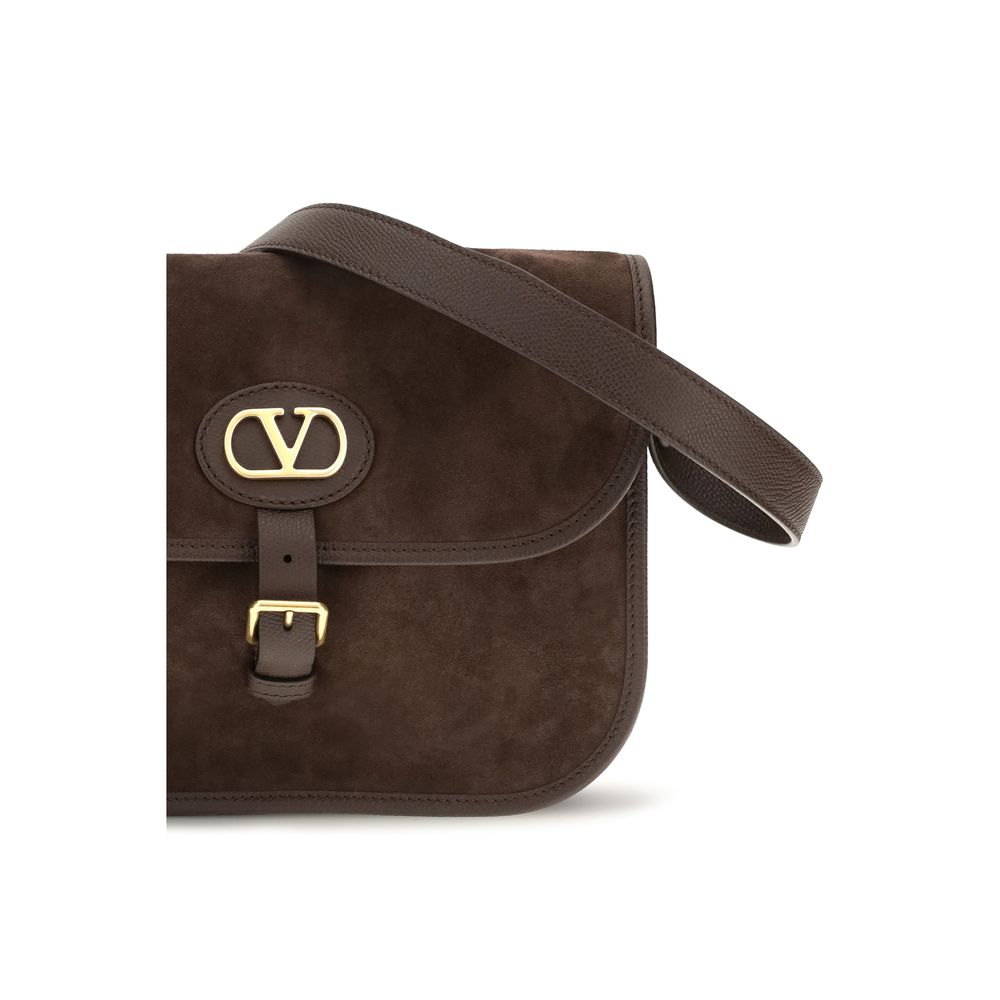 Valentino Garavani Brown Calf Leather Bos Taurus Shoulder Bag for Men