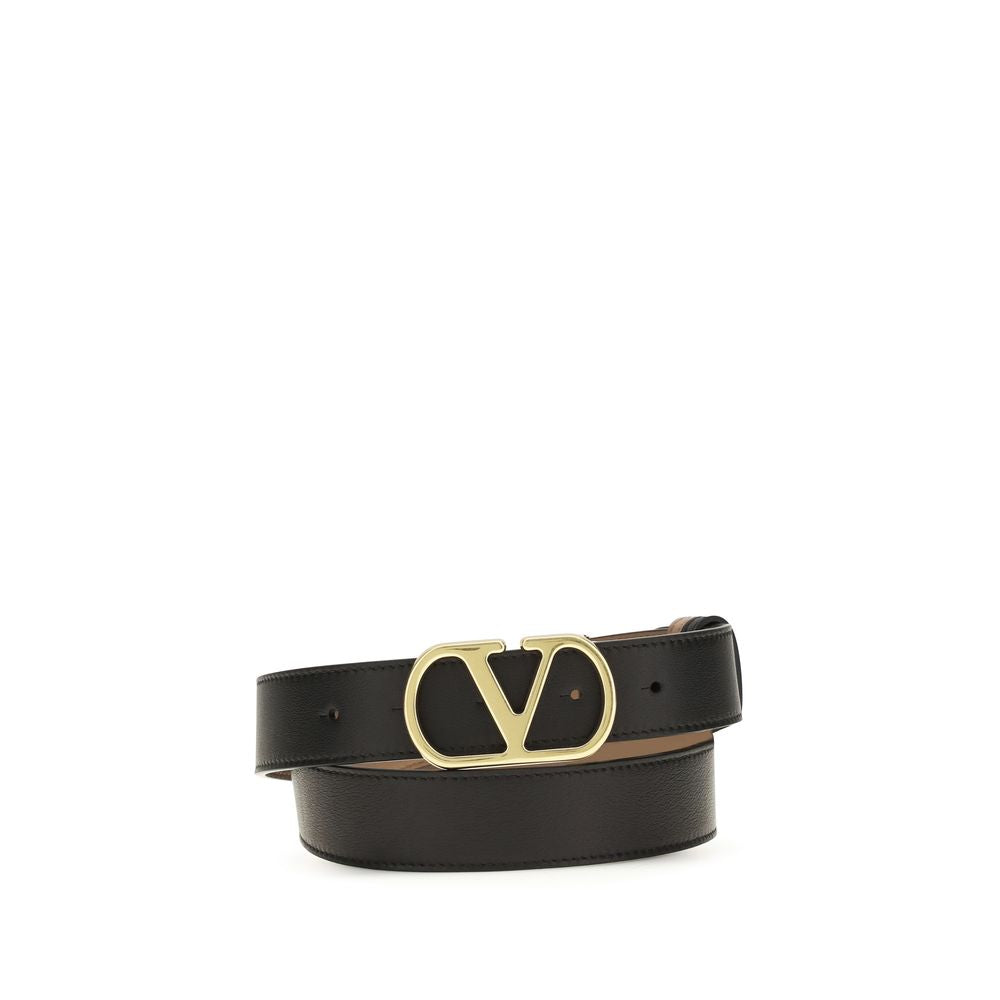 Valentino Garavani Black Calf Leather Bos Taurus Regular Belt for Women