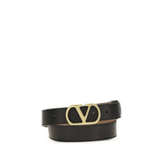 Valentino Garavani Black Calf Leather Bos Taurus Regular Belt for Women